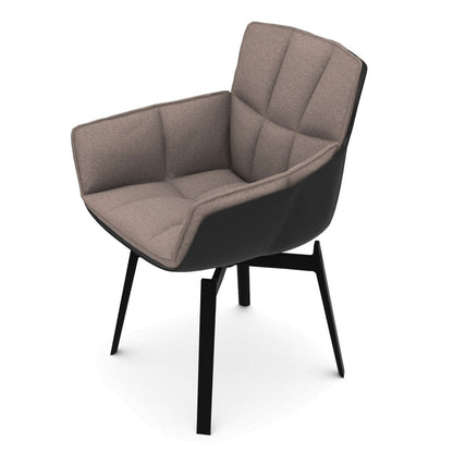 Husk Swivel Small Armchair | Hazlenut Emily Fabric Upholstery