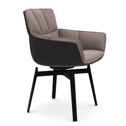Husk Swivel Small Armchair | Hazlenut Emily Fabric Upholstery