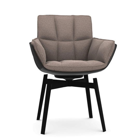 Husk Swivel Small Armchair | Hazlenut Emily Fabric Upholstery