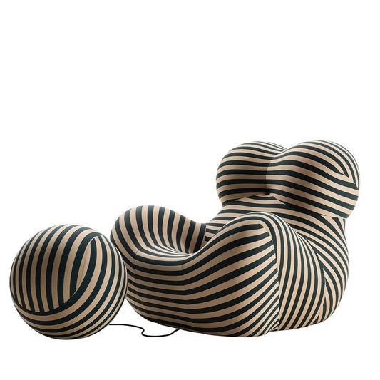 Up 50 Lounge Chair | Beige Teal Striped Soara Upholstery
