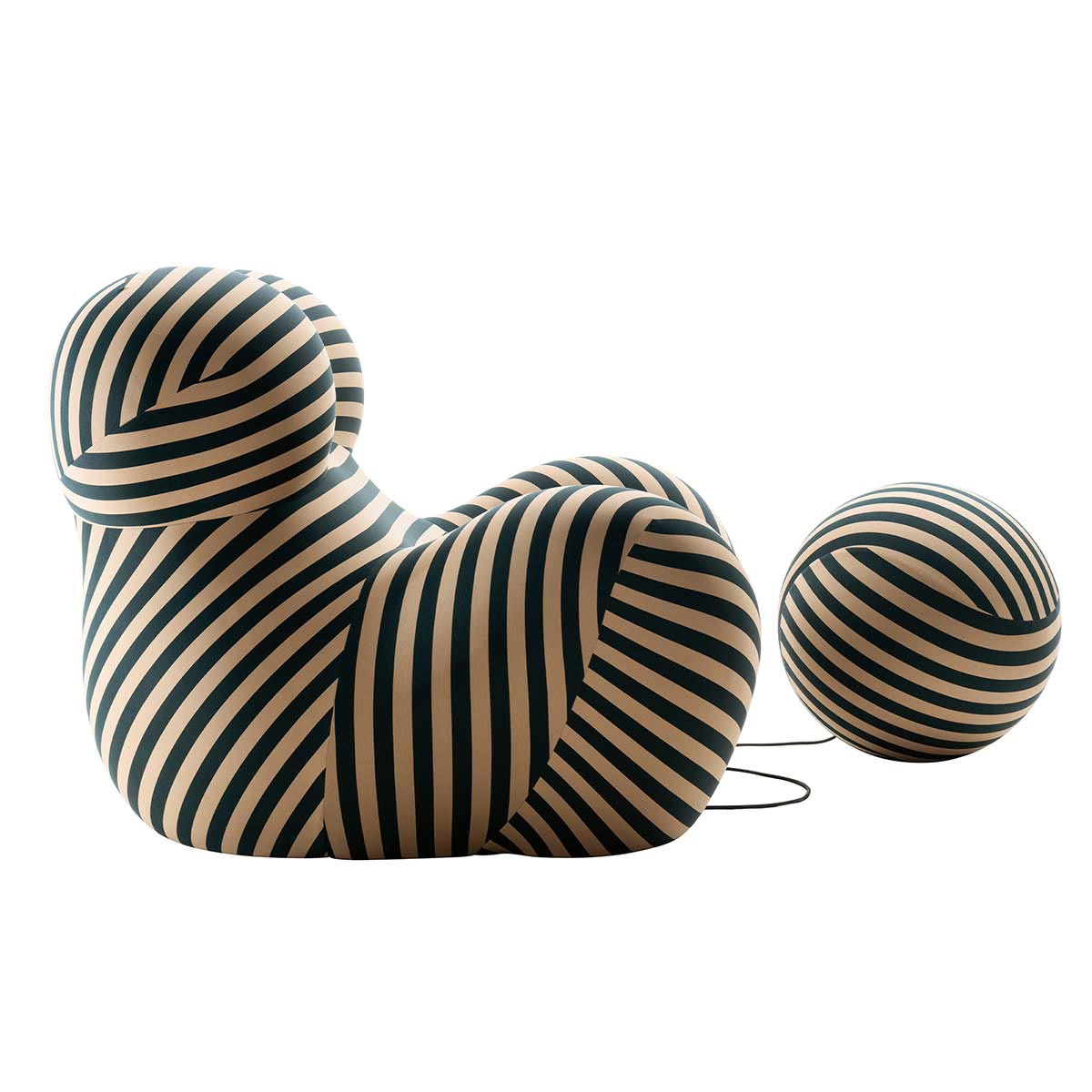 Up 50 Lounge Chair | Beige Teal Striped Soara Upholstery