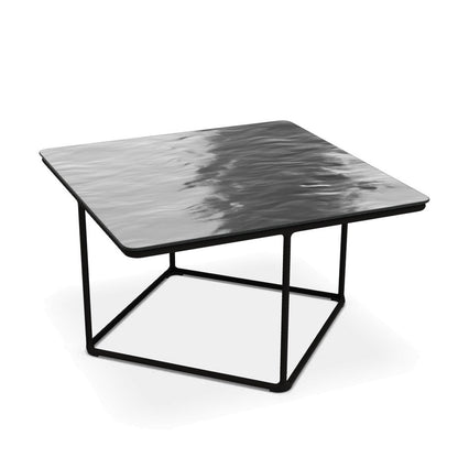 Lemante Side Table 65cm | Quartz Grey Molten Glass Top