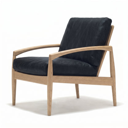 Paperknife Lounge Chair | Black Aniline Leather L2YA - Generated