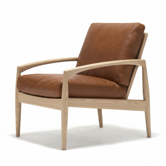 Paperknife Lounge Chair | Camel Matt Leather L4SO-DU21004 - Generated