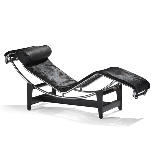 4 Chaise Longue | Black Hairyskin and Black Headroll