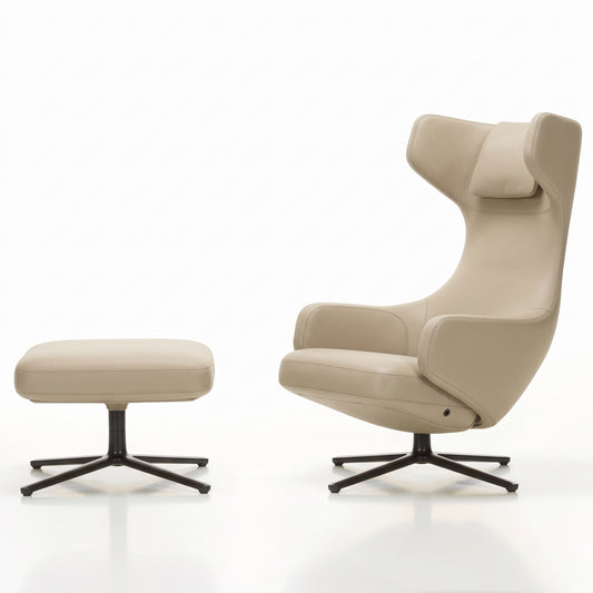 Grand Repos Lounge Chair & Ottoman | Premium Leather Clay 73 - Generated
