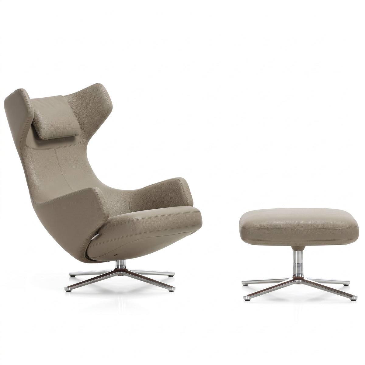 Grand Repos Lounge Chair & Ottoman | Premium Leather Sand 71 - Generated