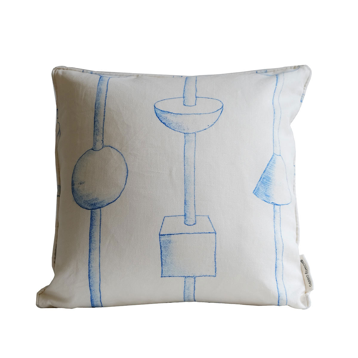 Blue Kebab Linen Cushion 45x45cm | Blue and White Linen
