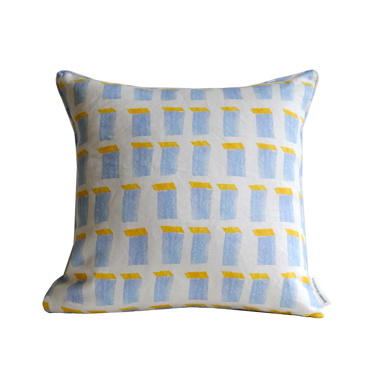 Windows Linen Cushion 45x45cm | White Blue and Yellow Linen