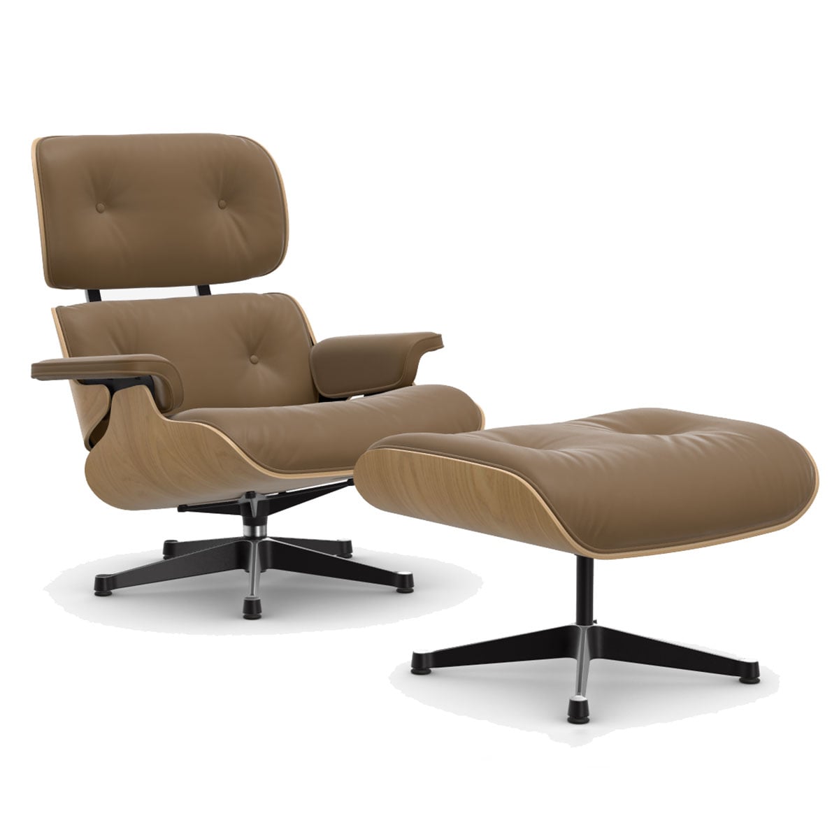 Eames Lounge Chair & Ottoman | Camel Premium F Leather Chestnut Shell