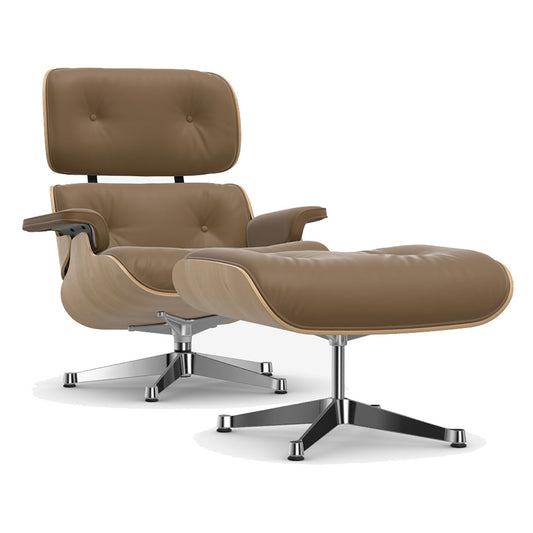 Eames Lounge Chair & Ottoman | Camel Premium F Leather Chestnut Shell