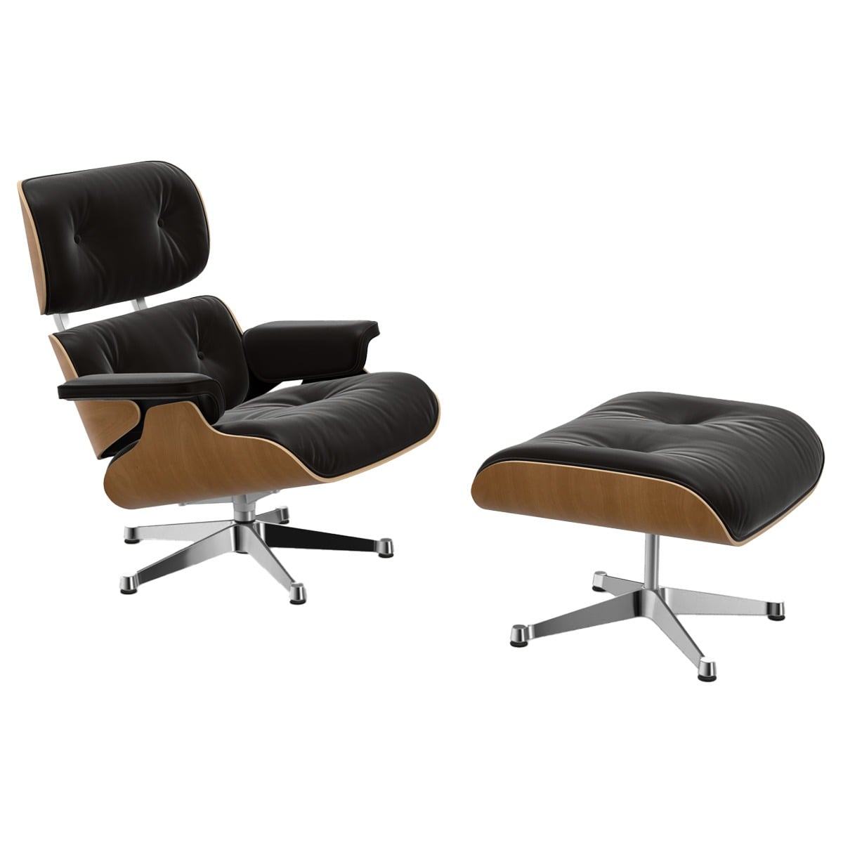 Eames Lounge Chair & Ottoman | Chocolate Premium F Leather Cherry Shell