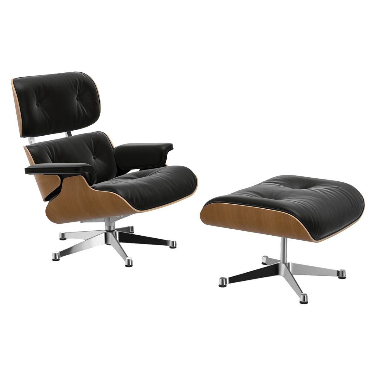 Eames Lounge Chair & Ottoman | Nero Premium F Leather Cherry Shell
