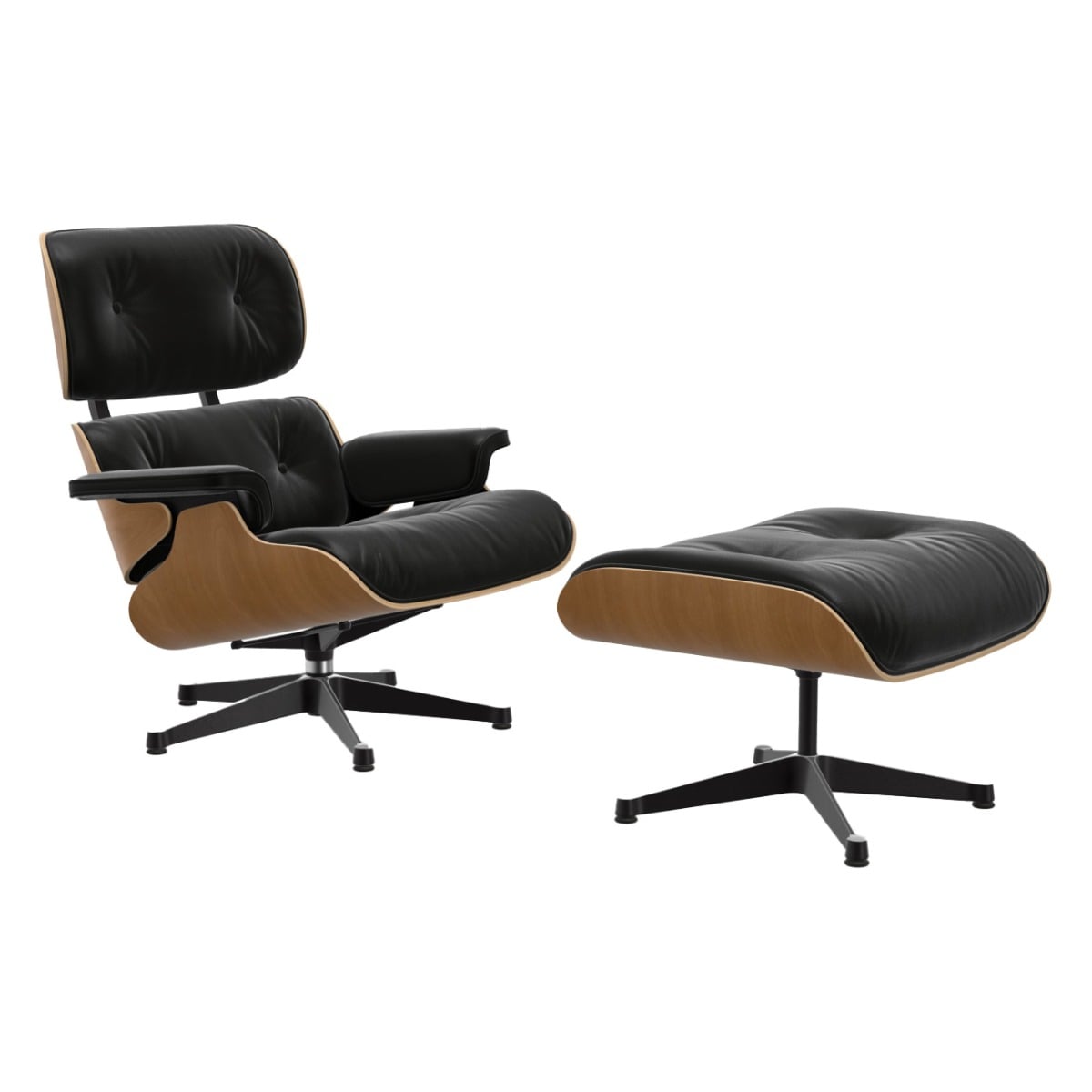 Eames Lounge Chair & Ottoman | Nero Premium F Leather Cherry Shell