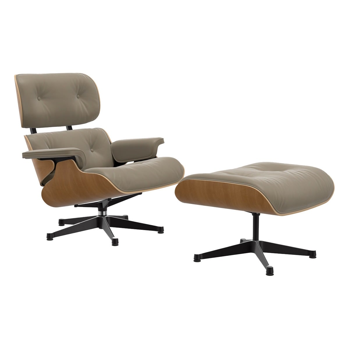 Eames Lounge Chair & Ottoman | Dark Sand Natural F Leather Cherry Shell