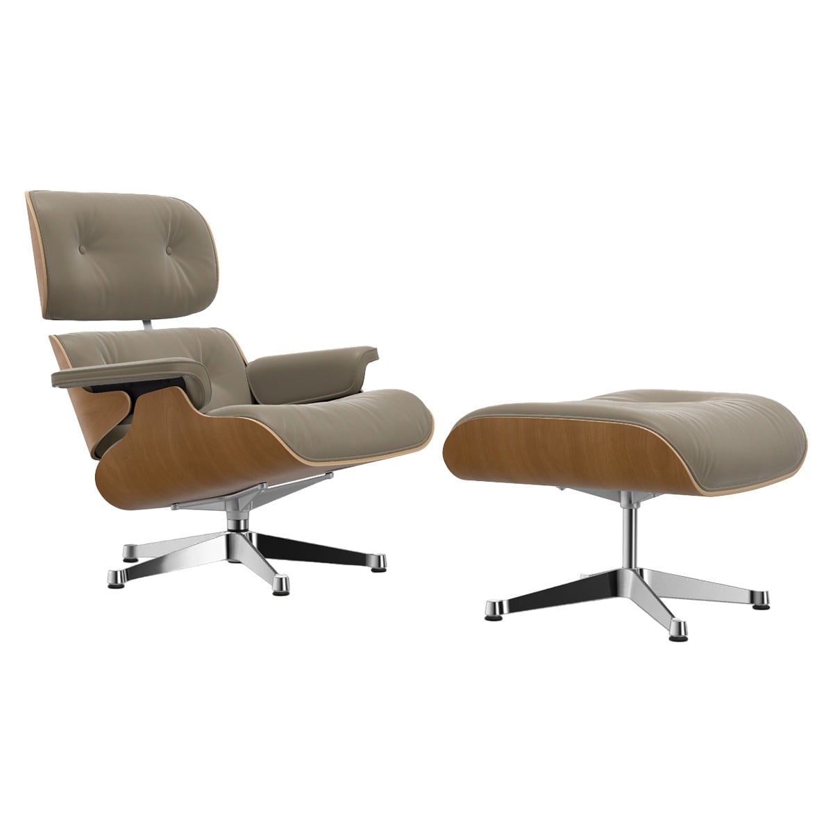 Eames Lounge Chair & Ottoman | Dark Sand Natural F Leather Cherry Shell