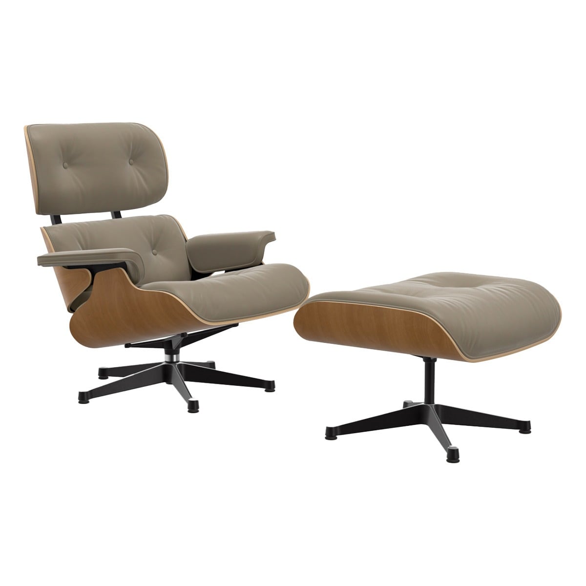 Eames Lounge Chair & Ottoman | Dark Sand Natural F Leather Cherry Shell