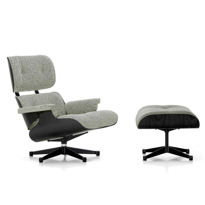 Eames Lounge Chair & Ottoman | Salt n Pepper Nubia Fabric Black Chestnut Shell