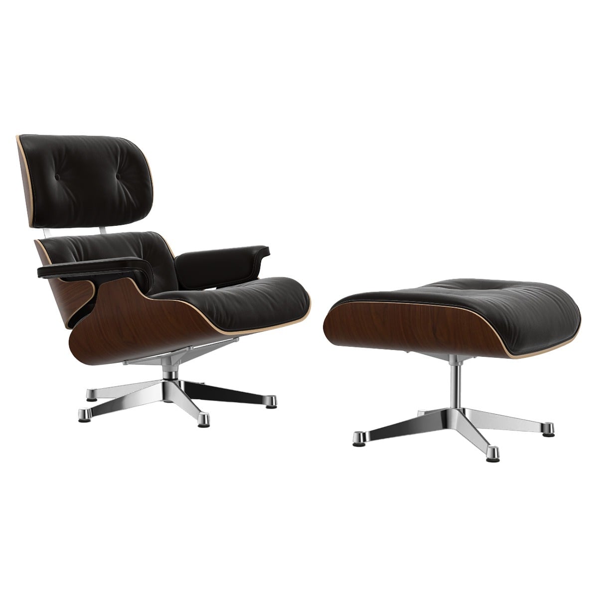 Eames Lounge Chair & Ottoman | Chocolate Natural F Leather Dark Walnut Shell