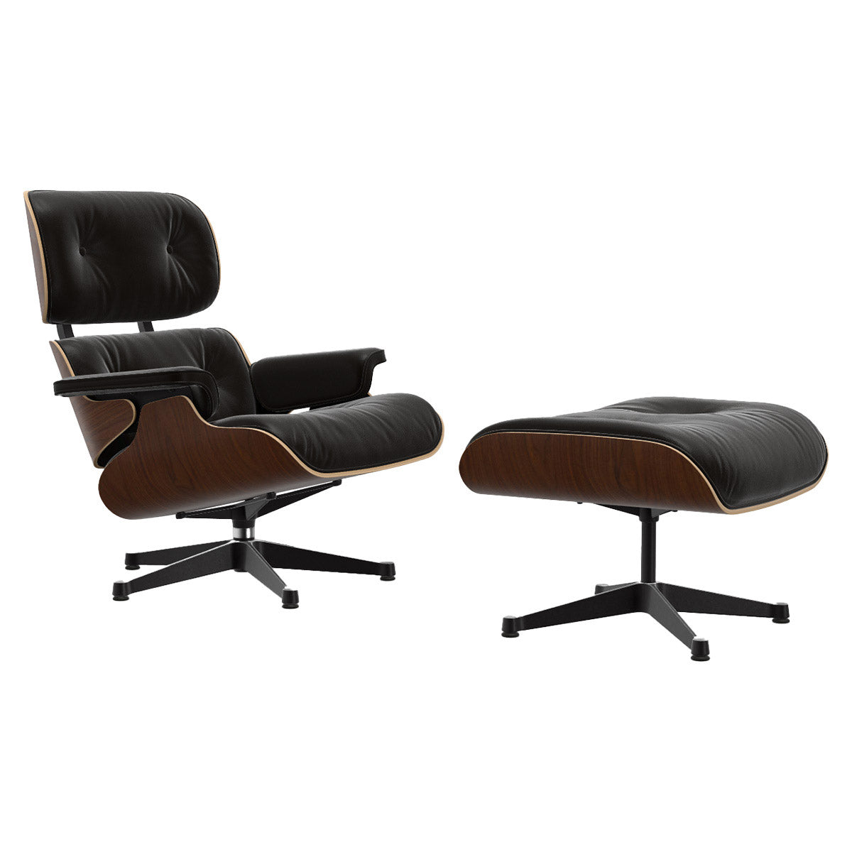 Eames Lounge Chair & Ottoman | Chocolate Natural F Leather Dark Walnut Shell