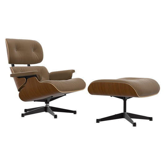 Eames Lounge Chair & Ottoman | Camel Premium F Leather Natural Walnut Shell