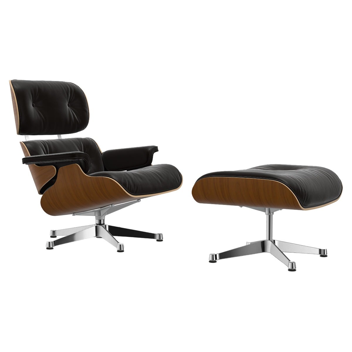Eames Lounge Chair & Ottoman | Chocolate Premium F Leather Natural Walnut Shell