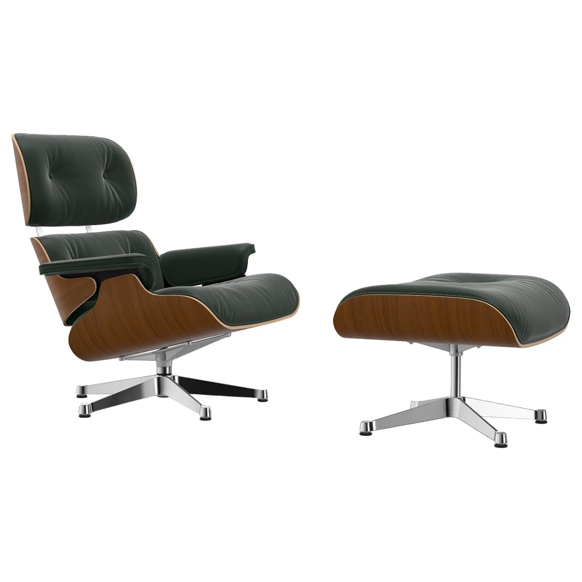 Eames Lounge Chair & Ottoman | Jade Premium F Leather Natural Walnut Shell