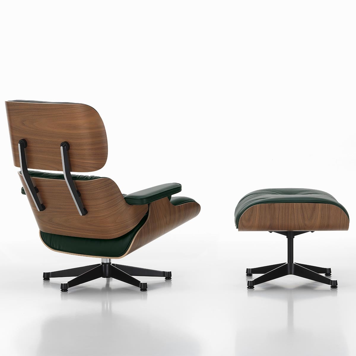 Eames Lounge Chair & Ottoman | Jade Premium F Leather Natural Walnut Shell