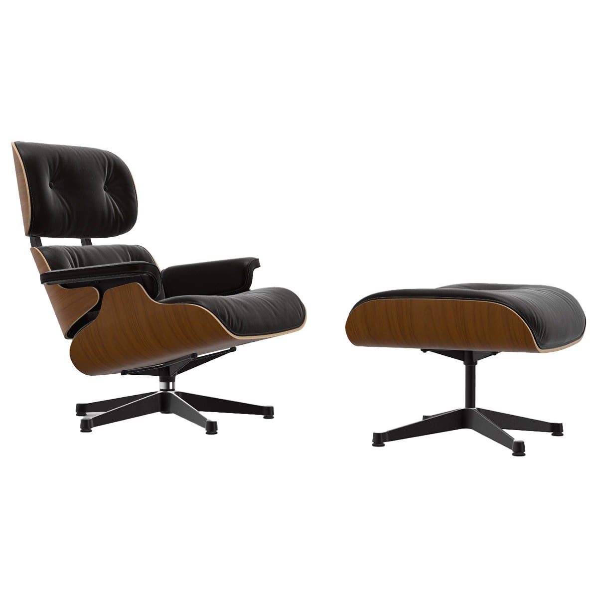 Eames Lounge Chair & Ottoman | Chocolate Premium F Leather Natural Walnut Shell
