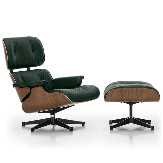Eames Lounge Chair & Ottoman | Jade Premium F Leather Natural Walnut Shell