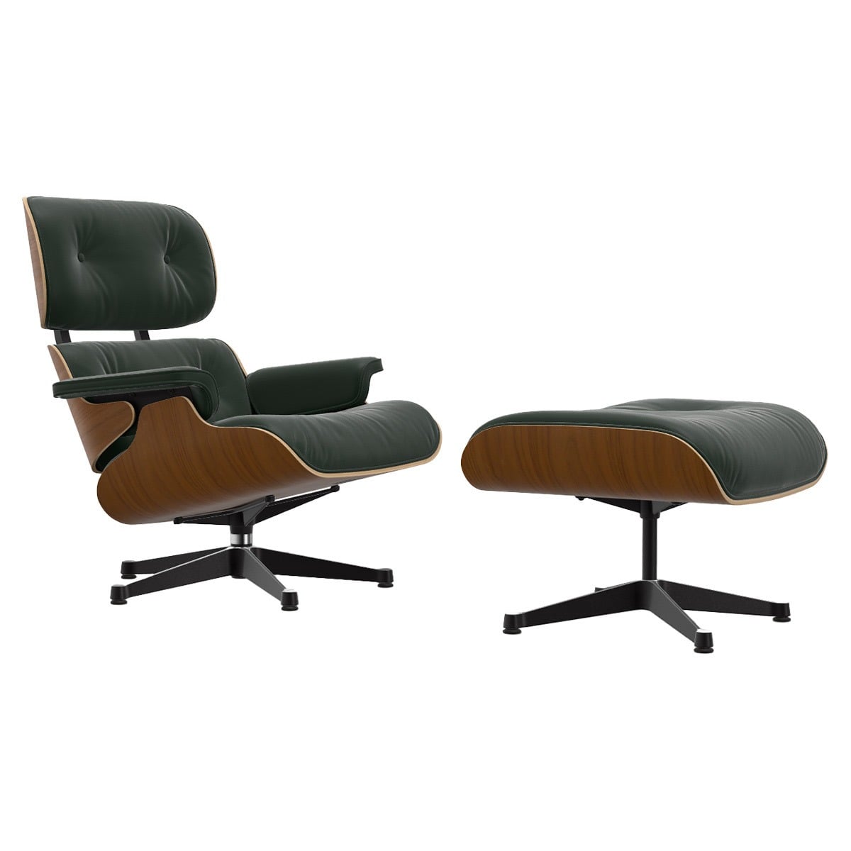 Eames Lounge Chair & Ottoman | Jade Premium F Leather Natural Walnut Shell