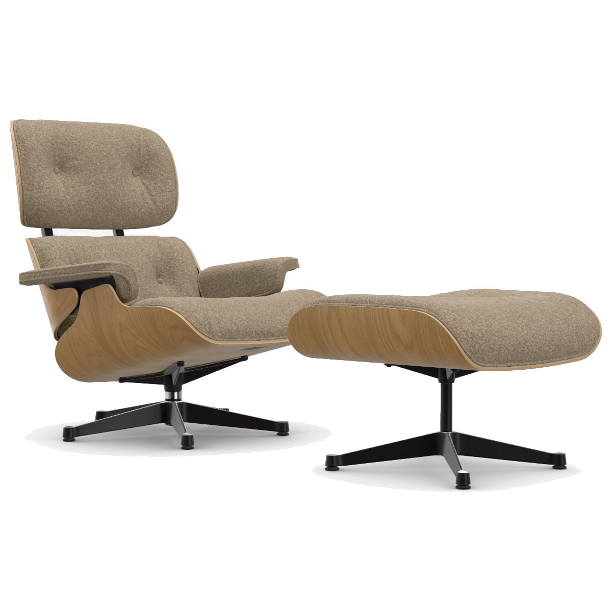 Eames Lounge Chair & Ottoman | Bamboo Terra Nubia Fabric Chestnut Shell