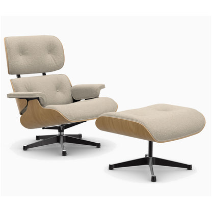 Eames Lounge Chair & Ottoman | Cream Pearl Nubia Fabric Chestnut Shell