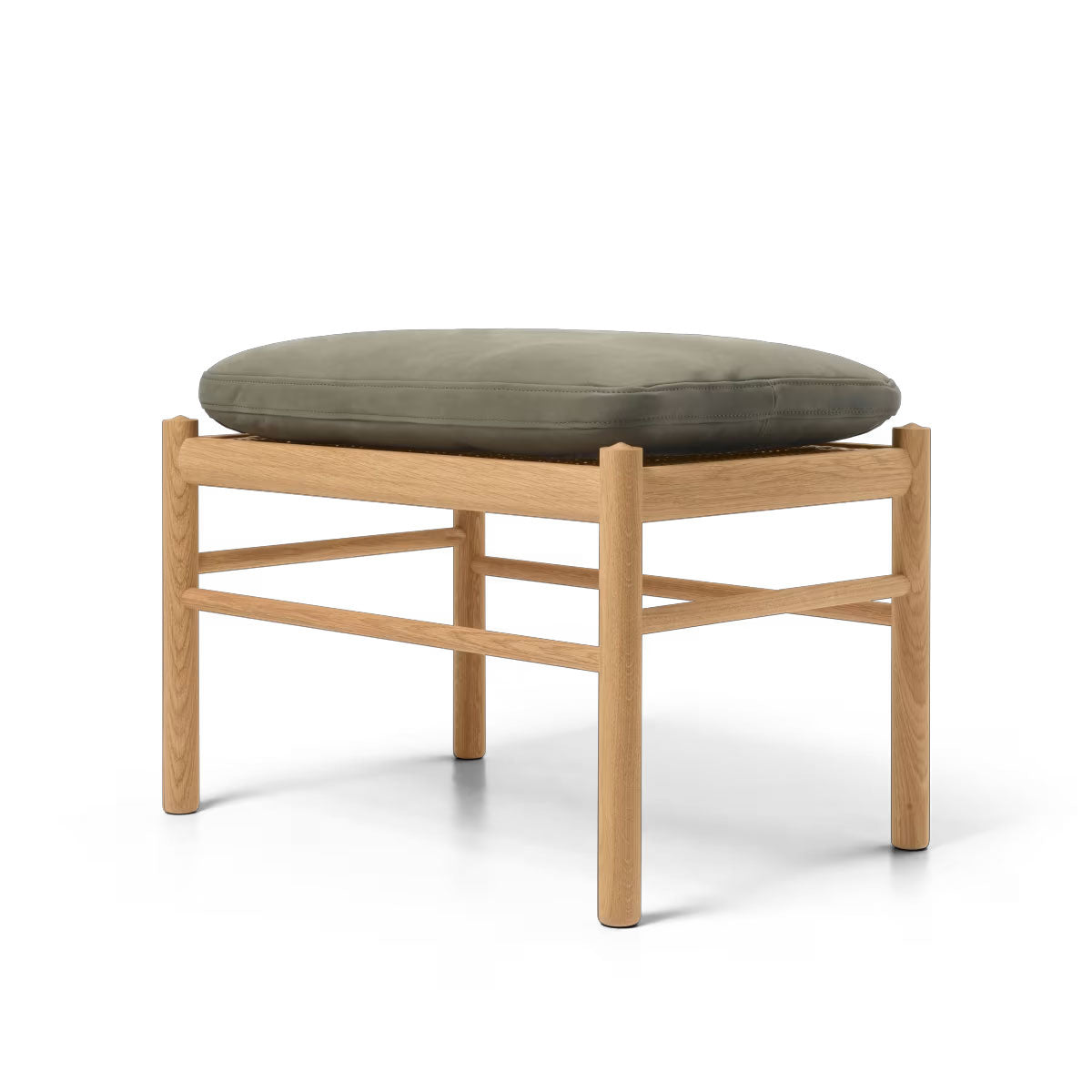 OW149F Colonial Footstool | Jade Terra Leather