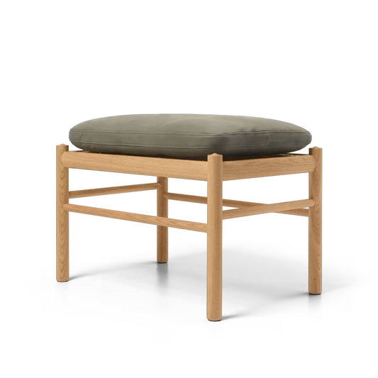 OW149F Colonial Footstool | Jade Terra Leather