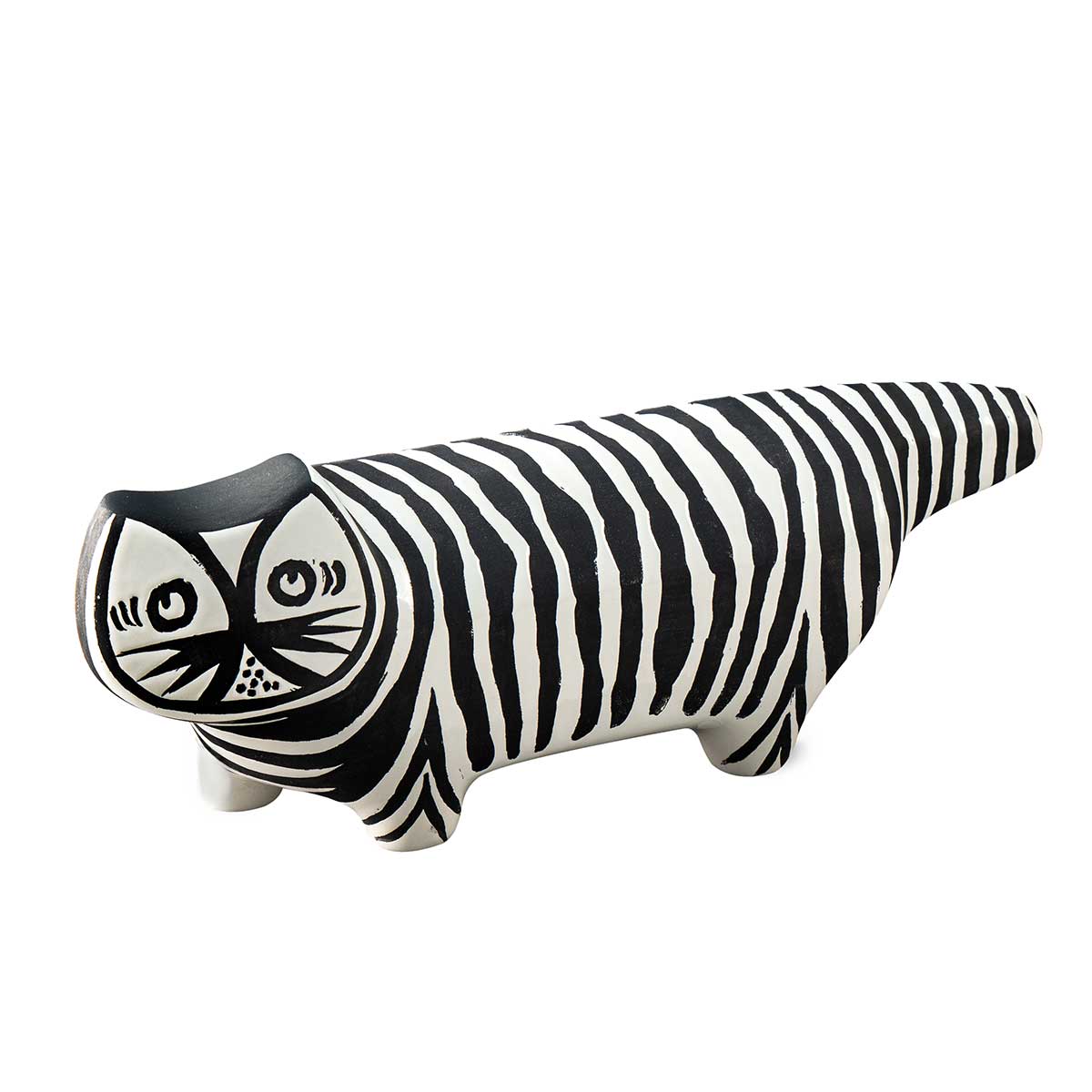 Tiger Cat Figurine | Black and White