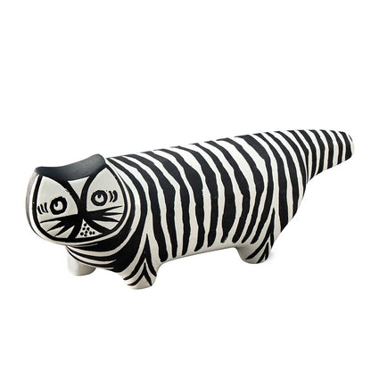 Tiger Cat Figurine | Black and White