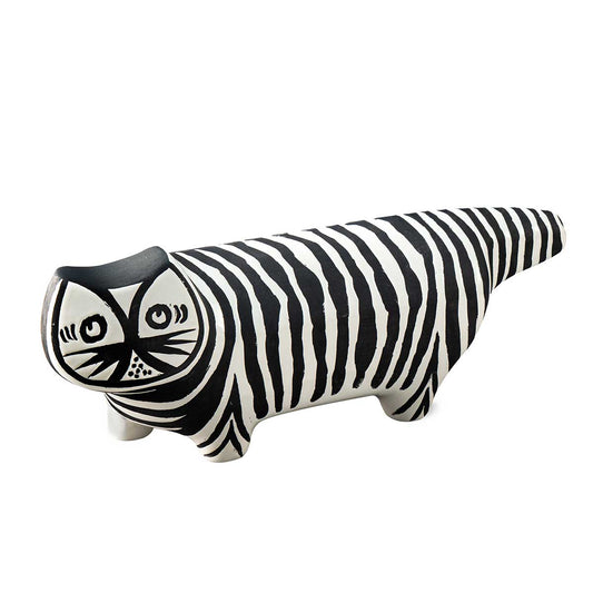 Tiger Cat Figurine | Black and White