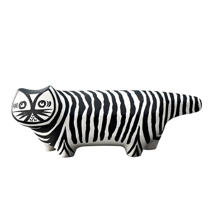 Tiger Cat Figurine | Black and White
