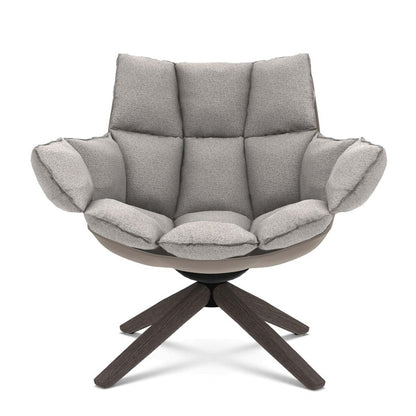 Husk Swivel Lounge Chair | White Alice FR Fabric