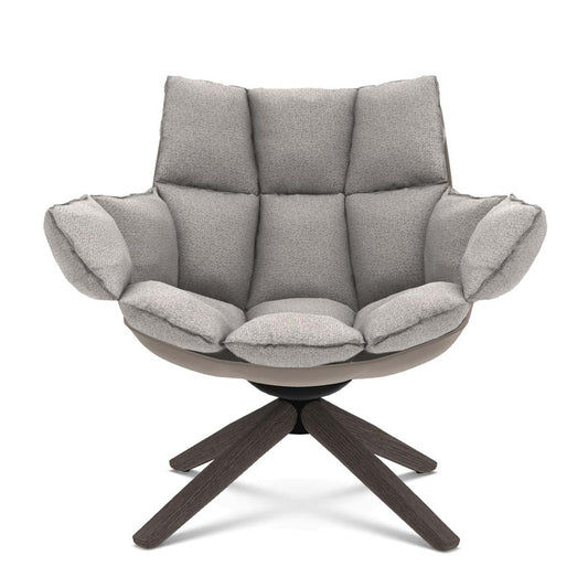 Husk Swivel Lounge Chair | White Alice FR Fabric