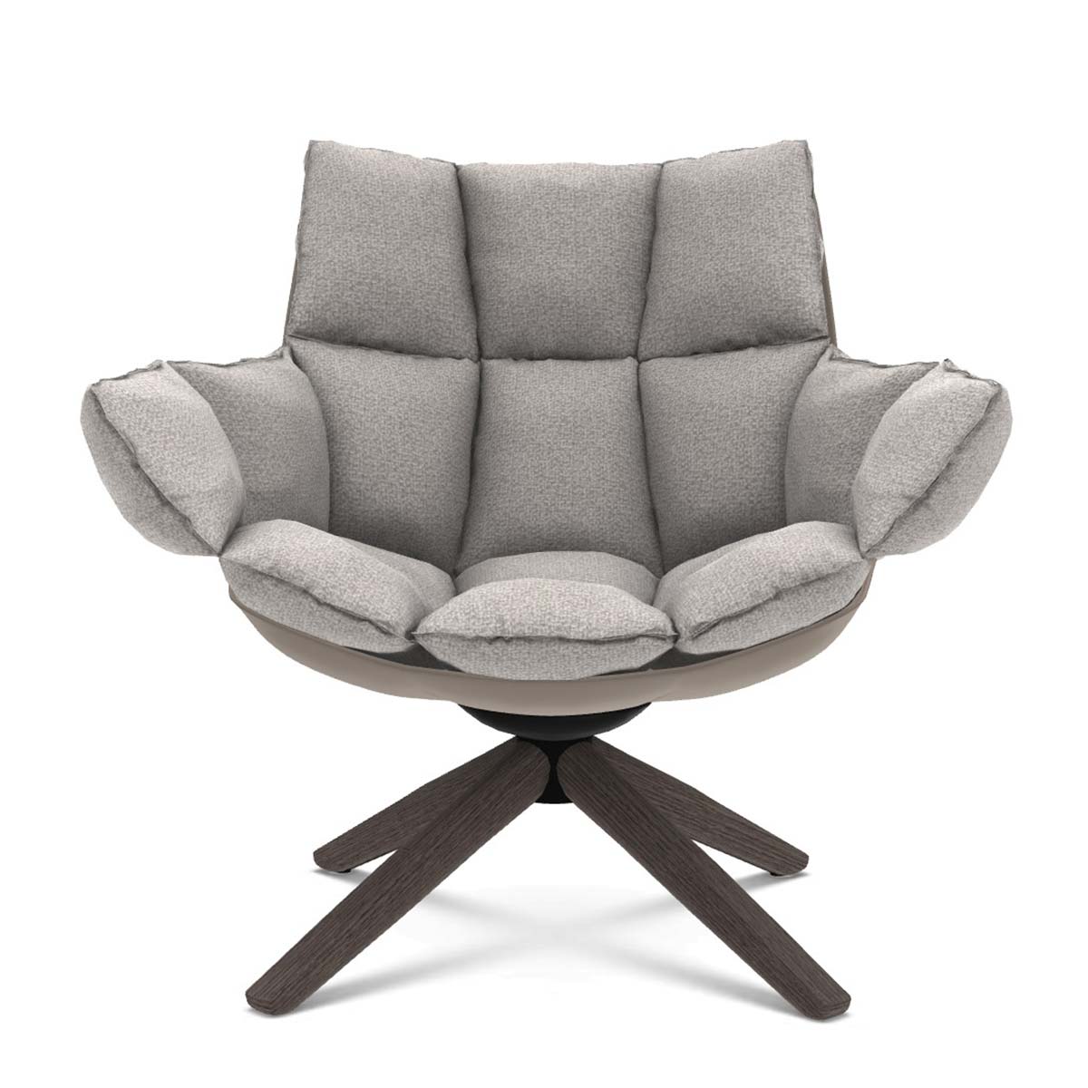 Husk Swivel Lounge Chair | White Alice FR Fabric