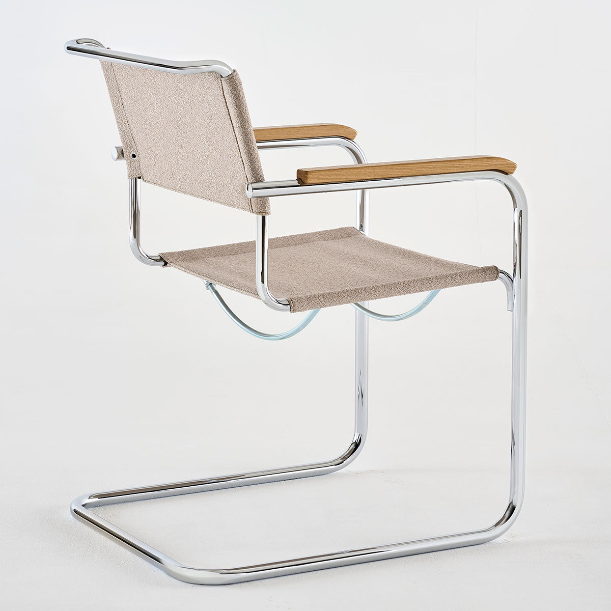 S34 V Soft Cantilever Arm Chair | Cento Angora Beige Fabric
