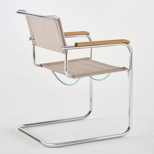 S34 V Soft Cantilever Arm Chair | Cento Angora Beige Fabric