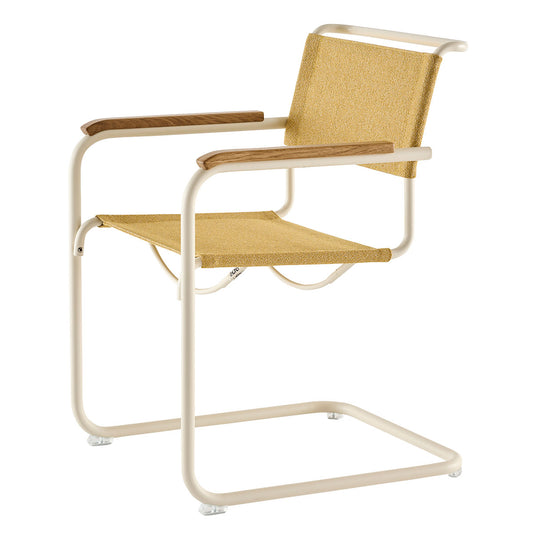 S34 V Soft Cantilever Arm Chair | Cento Corn Yellow Fabric
