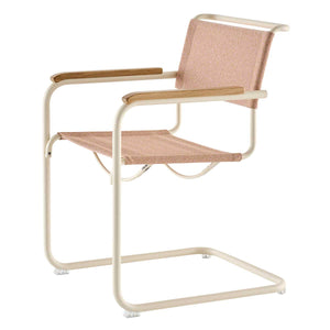 S34 V Soft Cantilever Arm Chair | Cento Lotus Pink Mustard Fabric
