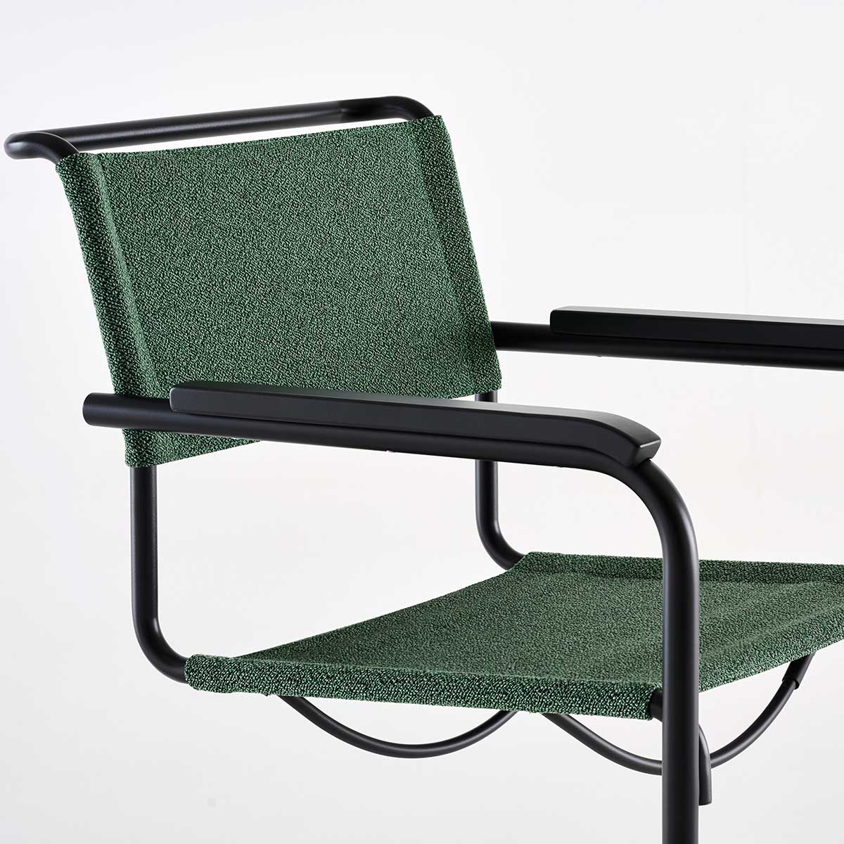 S34 V Soft Cantilever Arm Chair | Cento Malachite Dark Green Fabric