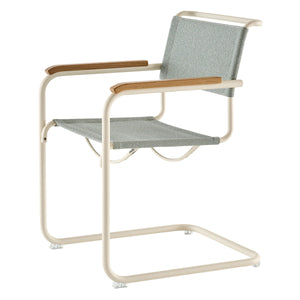 S34 V Soft Cantilever Arm Chair | Cento Ray Sage Grey Fabric