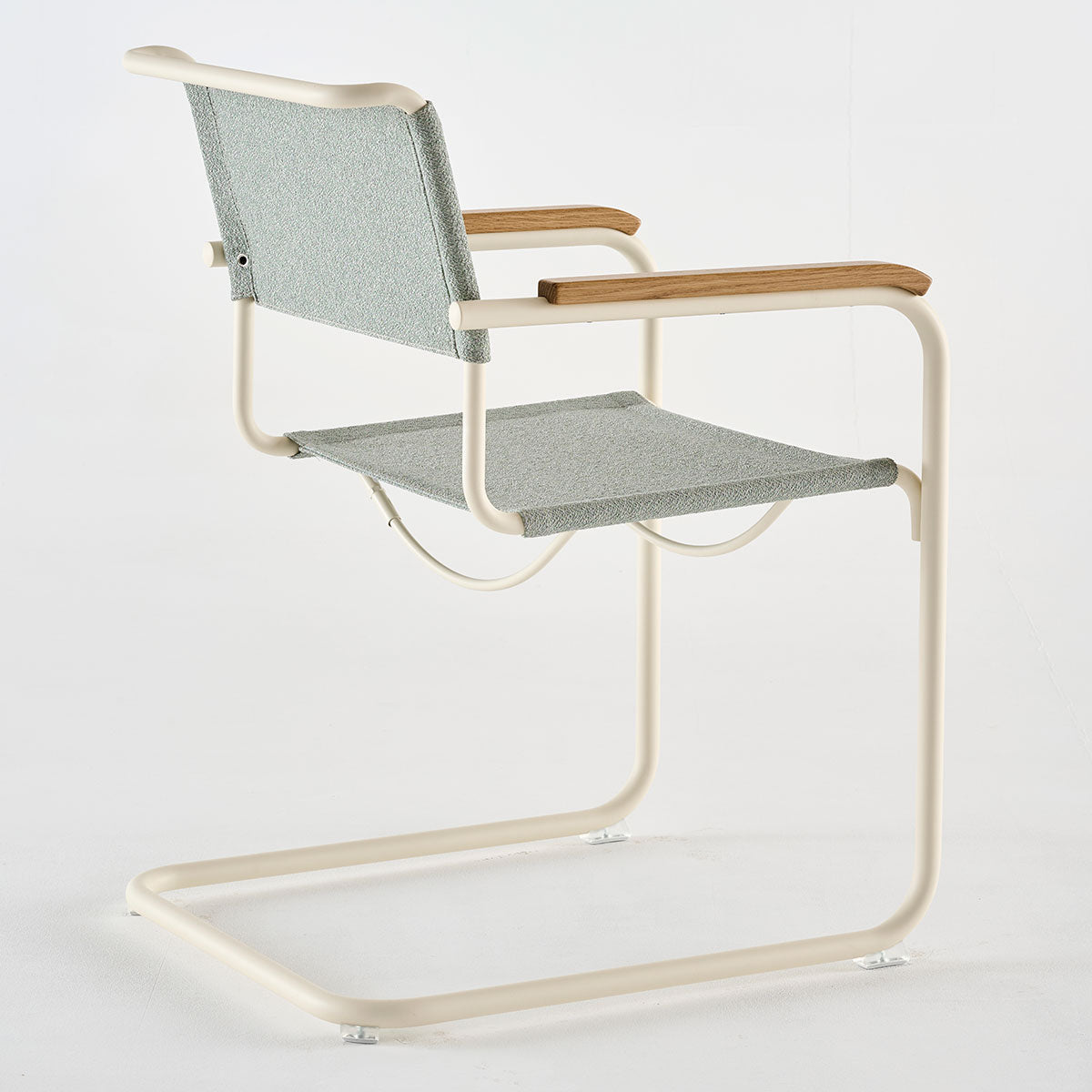 S34 V Soft Cantilever Arm Chair | Cento Ray Sage Grey Fabric