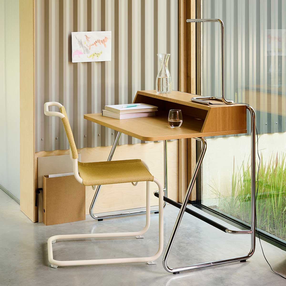 S33 V Soft Cantilever Side Chair | Cento Corn Yellow Fabric
